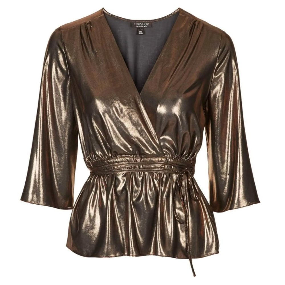 Topshop Metallic Gold Top Size 4